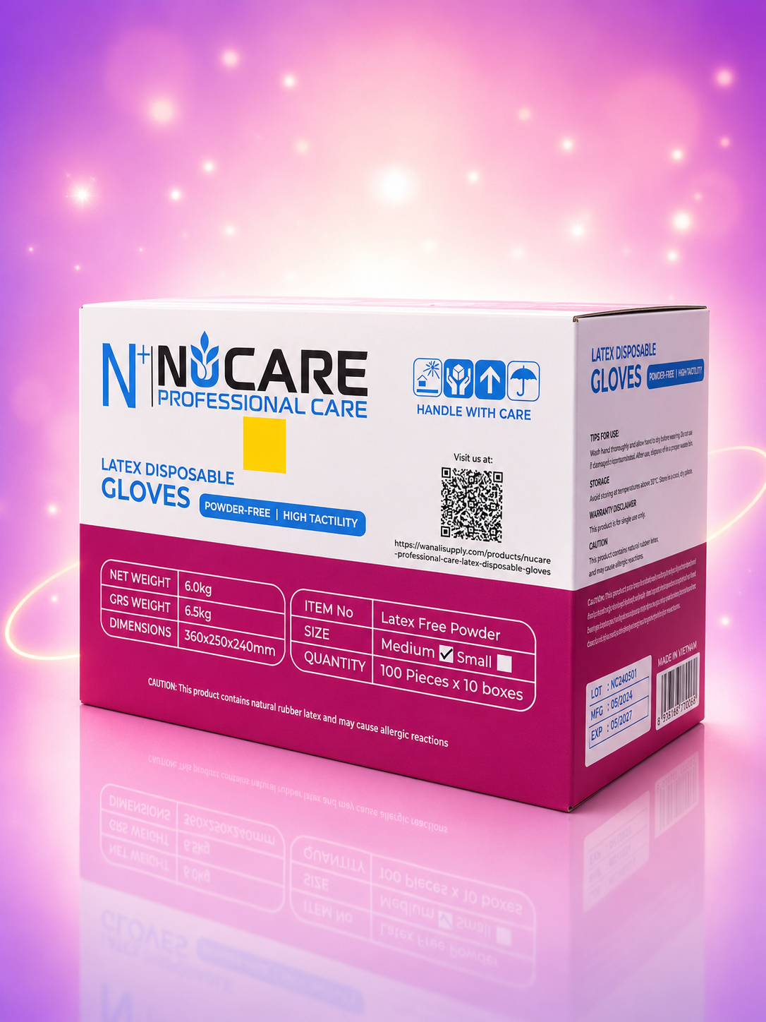 NuCare Professional Care Latex Disposable Gloves Pro