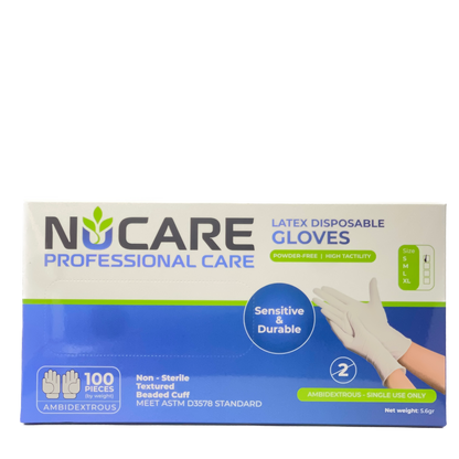 NuCare Professional Care Latex Disposable Gloves (1 Small Box)